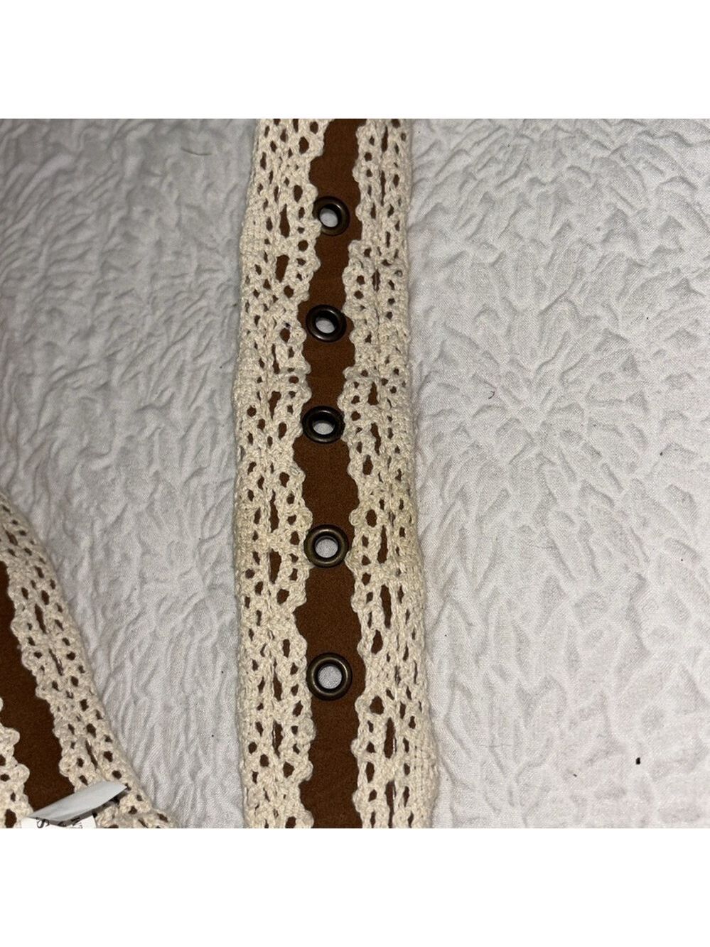 Unbranded Faux Suede Lace & Button Detail Belt - Picture 6 of 9